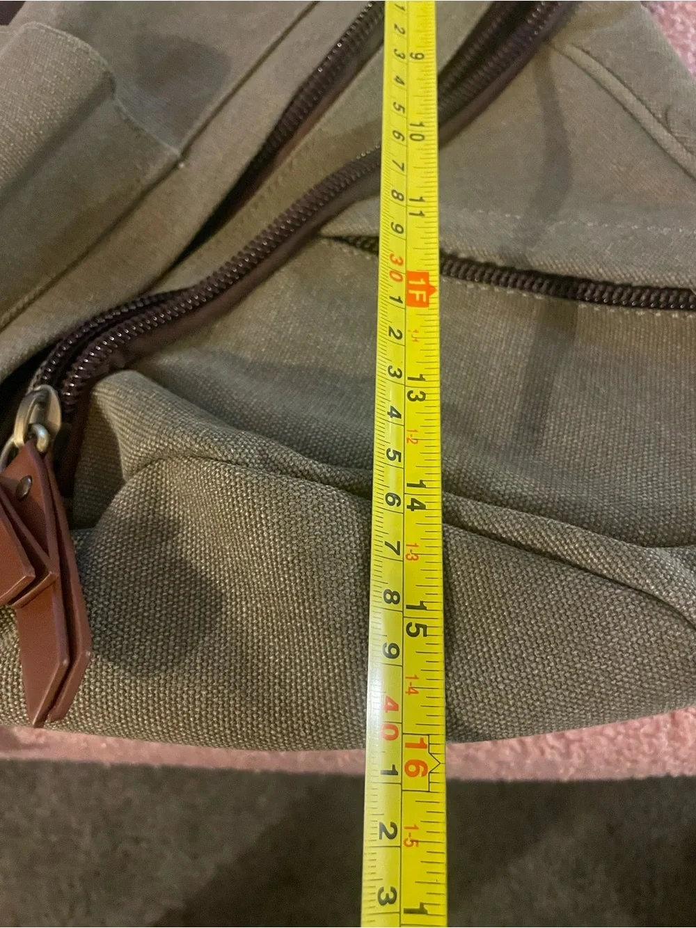 Antik Kraft Olive Canvas Sling Backpack with Brown Accents